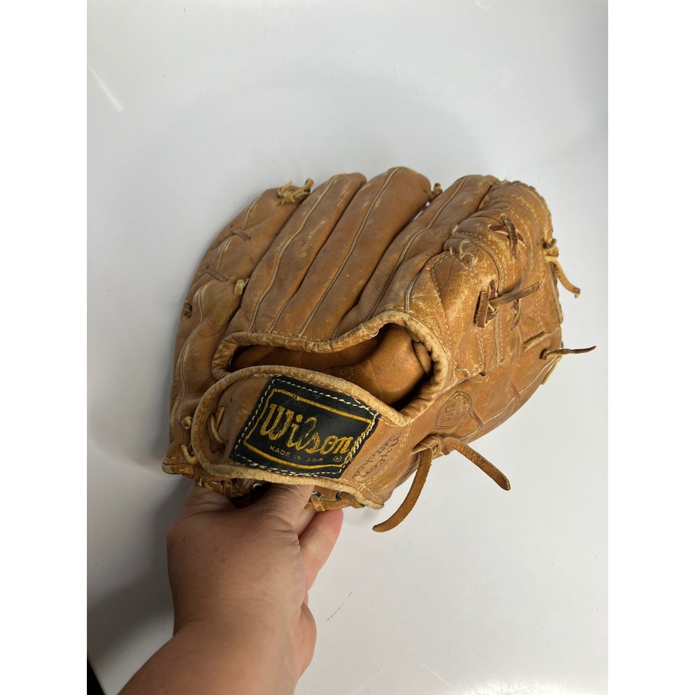 Vintage Wilson leather baseball glove kids size‎ grip-tite pocket Ron Santo sign